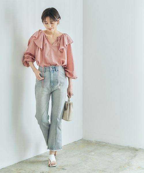 titivate（ティティベイト）の「ﾌﾘﾙｶﾗｰ長袖ﾌﾞﾗｳｽ（シャツ/ブラウス・レディース・ピンク/イエロー/ブラック/ブルー/オフホワイト・M/S）」の18枚目の写真