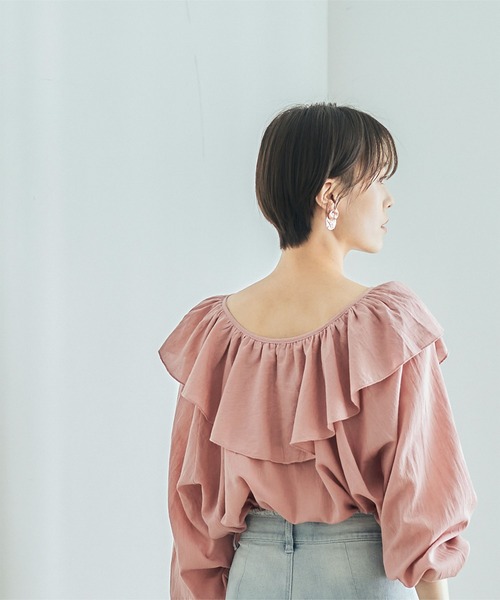 titivate（ティティベイト）の「ﾌﾘﾙｶﾗｰ長袖ﾌﾞﾗｳｽ（シャツ/ブラウス・レディース・ピンク/イエロー/ブラック/ブルー/オフホワイト・M/S）」の10枚目の写真