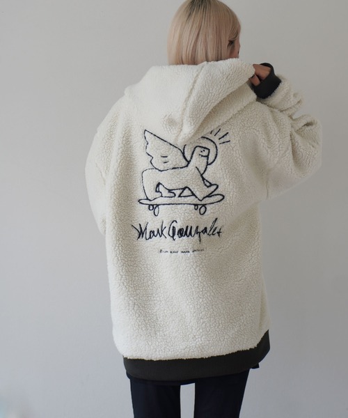 Mark Gonzales(マーク・ゴンザレス)の「< 当店限定・別注アイテム > 【 Mark Gonzales / マークゴンザレス 】 刺繍 ボアフリース フードパーカー(その他アウター・メンズ・ブラック/ベージュ/オフホワイト・M/L/XL)」の6枚目の写真