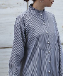 LAVEANGE | [追加生産][洗える]フリル襟ブザム切替ドレスシャツ【大きいサイズ対応】(シャツ/ブラウス)