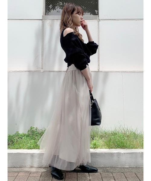 dazzlin（ダズリン）の「ツイルコルセットチュールスカート（スカート・レディース・ベージュ/グレー/モカ・SMALL/MEDIUM）」の19枚目の写真