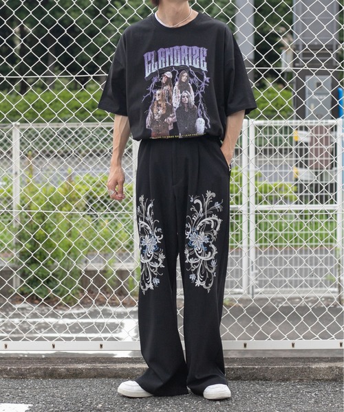 Perushu（ペルーシュ）の「レトロフラワープリントスラックス（スラックス・メンズ・パープル/イエロー/ブラック・MEDIUM/LARGE/SMALL）」の6枚目の写真