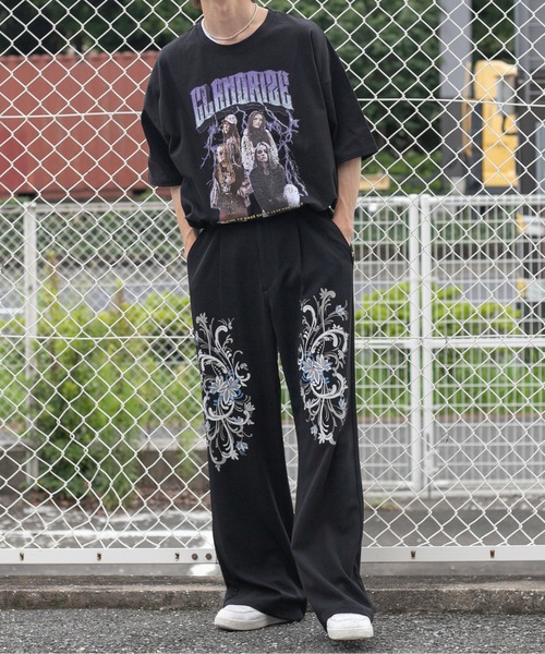 Perushu（ペルーシュ）の「レトロフラワープリントスラックス（スラックス・メンズ・パープル/イエロー/ブラック・MEDIUM/LARGE/SMALL）」の8枚目の写真