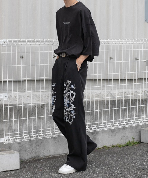 Perushu（ペルーシュ）の「レトロフラワープリントスラックス（スラックス・メンズ・パープル/イエロー/ブラック・MEDIUM/LARGE/SMALL）」の12枚目の写真