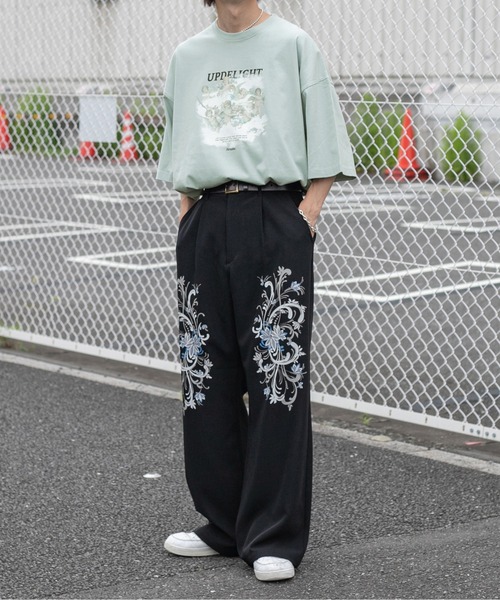 Perushu（ペルーシュ）の「レトロフラワープリントスラックス（スラックス・メンズ・パープル/イエロー/ブラック・MEDIUM/LARGE/SMALL）」の5枚目の写真