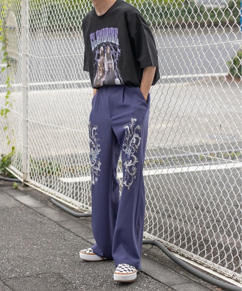 Perushu（ペルーシュ）の「レトロフラワープリントスラックス（スラックス・メンズ・パープル/イエロー/ブラック・MEDIUM/LARGE/SMALL）」の22枚目の写真