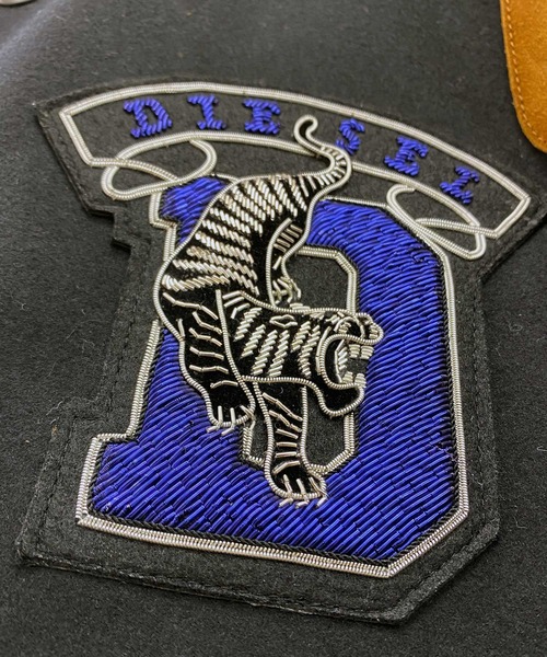 DIESEL（ディーゼル）の「レザー切替ウールファブリックボンバージャケット「W-KISLOV」（スタジャン・メンズ・ブラック・L）」の4枚目の写真