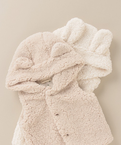 sense of wonder(センスオブワンダー)の「モコモコフードつきベスト【日本製】(ベスト・キッズ・キナリ/ベージュ/グレー・70-90cm)」の8枚目の写真