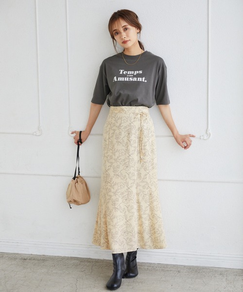 mysty woman（ミスティウーマン）の「メッセージロゴＴシャツ 217547（Tシャツ/カットソー・レディース・ベージュ/オフホワイト/チャコール・FREE）」の9枚目の写真