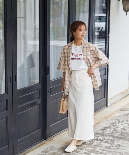 mysty woman（ミスティウーマン）の「メッセージロゴＴシャツ 217547（Tシャツ/カットソー・レディース・ベージュ/オフホワイト/チャコール・FREE）」の10枚目の写真