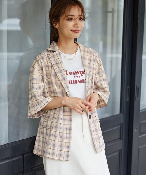 mysty woman（ミスティウーマン）の「メッセージロゴＴシャツ 217547（Tシャツ/カットソー・レディース・ベージュ/オフホワイト/チャコール・FREE）」の11枚目の写真