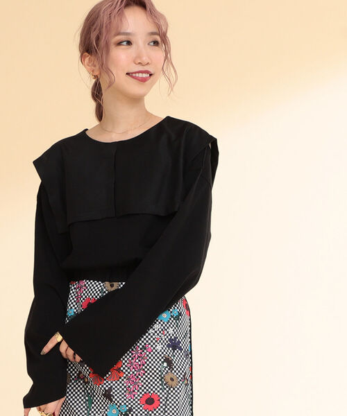 Ray BEAMS（レイビームス）の「Ray BEAMS / セーラーカラー ロングスリーブ Tシャツ（Tシャツ/カットソー・レディース・ブラック/ホワイト・ONE SIZE）」の2枚目の写真