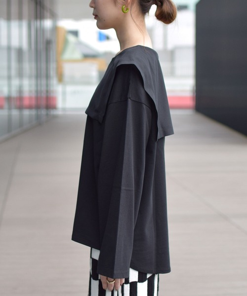 Ray BEAMS（レイビームス）の「Ray BEAMS / セーラーカラー ロングスリーブ Tシャツ（Tシャツ/カットソー・レディース・ブラック/ホワイト・ONE SIZE）」の7枚目の写真