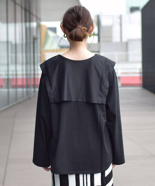Ray BEAMS（レイビームス）の「Ray BEAMS / セーラーカラー ロングスリーブ Tシャツ（Tシャツ/カットソー・レディース・ブラック/ホワイト・ONE SIZE）」の11枚目の写真