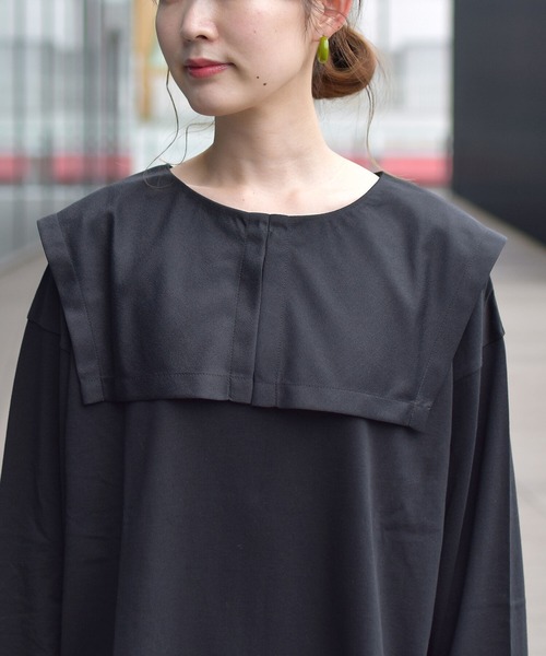 Ray BEAMS（レイビームス）の「Ray BEAMS / セーラーカラー ロングスリーブ Tシャツ（Tシャツ/カットソー・レディース・ブラック/ホワイト・ONE SIZE）」の9枚目の写真