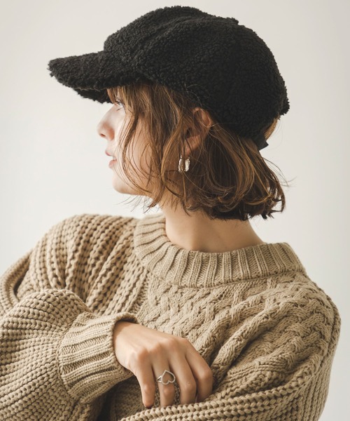 rectangle（レクタングル）の「パッチワークケーブルニット（ニット/セーター・レディース・ベージュ/ブラウン/グリーン/アイボリー/ブルーグレー/マスタード・FREE）」の17枚目の写真