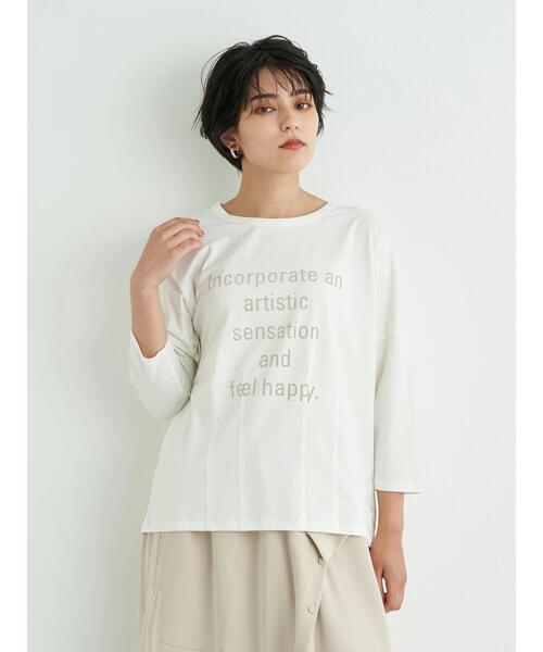 Editt by YECCA VECCA(エディットバイイェッカヴェッカ)の「タックデザインロゴTee*(Tシャツ/カットソー・レディース・オフホワイト/ブラック/ダークベージュ・FREE)」の18枚目の写真