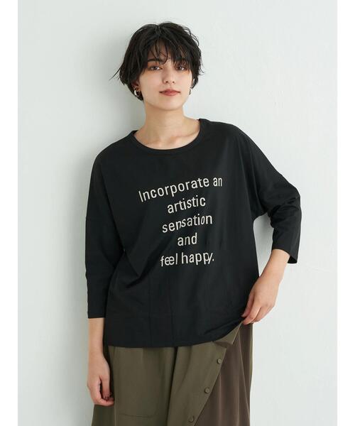 Editt by YECCA VECCA(エディットバイイェッカヴェッカ)の「タックデザインロゴTee*(Tシャツ/カットソー・レディース・オフホワイト/ブラック/ダークベージュ・FREE)」の8枚目の写真
