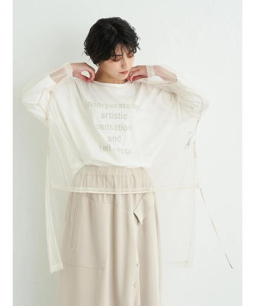 Editt by YECCA VECCA(エディットバイイェッカヴェッカ)の「タックデザインロゴTee*(Tシャツ/カットソー・レディース・オフホワイト/ブラック/ダークベージュ・FREE)」の20枚目の写真