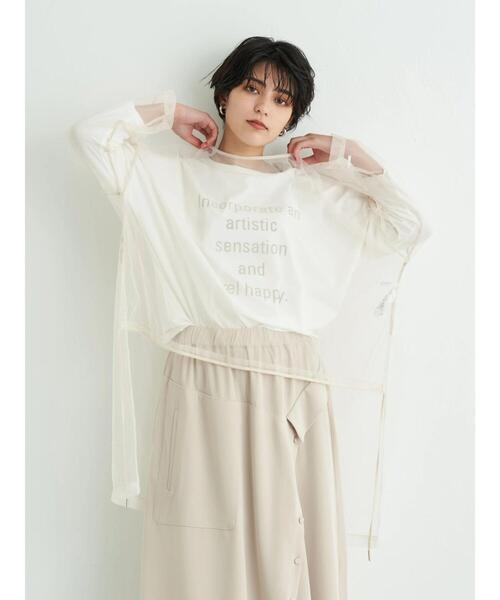 Editt by YECCA VECCA(エディットバイイェッカヴェッカ)の「タックデザインロゴTee*(Tシャツ/カットソー・レディース・オフホワイト/ブラック/ダークベージュ・FREE)」の10枚目の写真