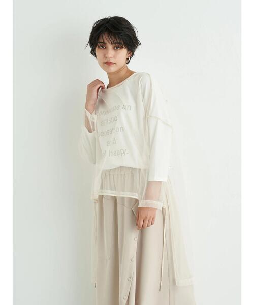 Editt by YECCA VECCA(エディットバイイェッカヴェッカ)の「タックデザインロゴTee*(Tシャツ/カットソー・レディース・オフホワイト/ブラック/ダークベージュ・FREE)」の6枚目の写真