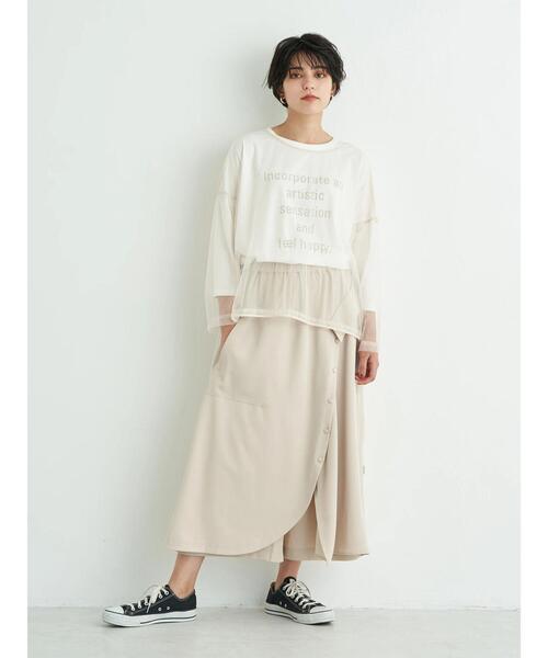 Editt by YECCA VECCA(エディットバイイェッカヴェッカ)の「タックデザインロゴTee*(Tシャツ/カットソー・レディース・オフホワイト/ブラック/ダークベージュ・FREE)」の21枚目の写真