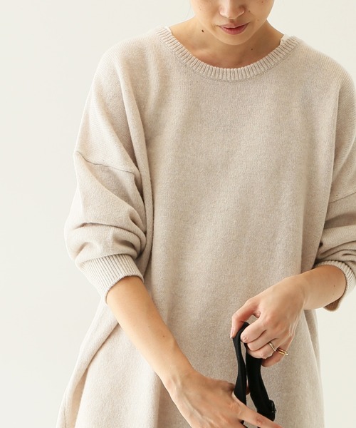 SLOBE IENA（スローブイエナ）の「SUPER GEELONG クルーネックプルオーバー◆（ニット/セーター・レディース・ブラウン/グレー系その他/ナチュラル・FREE）」の4枚目の写真