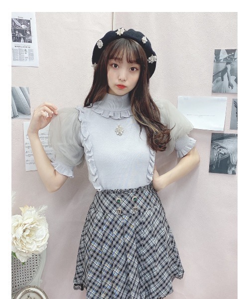 Swankiss(スワンキス)の「HB air puff knit TOPS(ニット/セーター・レディース・ブラック/ピンク/グレー/ホワイト・FREE)」の11枚目の写真