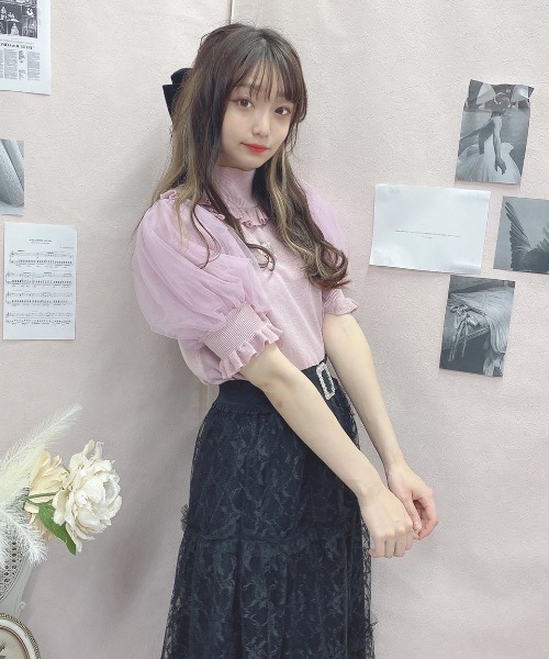 Swankiss(スワンキス)の「HB air puff knit TOPS(ニット/セーター・レディース・ブラック/ピンク/グレー/ホワイト・FREE)」の7枚目の写真