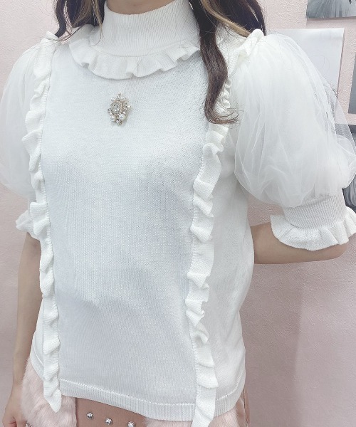 Swankiss(スワンキス)の「HB air puff knit TOPS(ニット/セーター・レディース・ブラック/ピンク/グレー/ホワイト・FREE)」の13枚目の写真