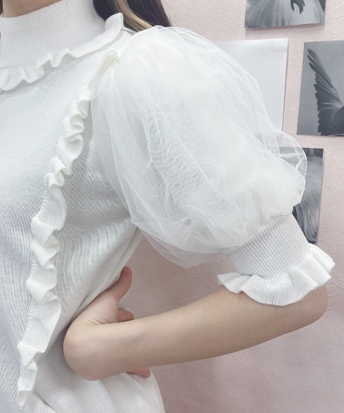 Swankiss(スワンキス)の「HB air puff knit TOPS(ニット/セーター・レディース・ブラック/ピンク/グレー/ホワイト・FREE)」の12枚目の写真