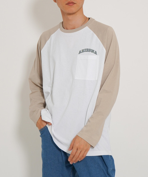 VENCEEXCHANGE(ヴァンスエクスチェンジ)の「ラグランポケットロンT(Tシャツ/カットソー・メンズ・ベージュ/グリーン/ブラック・M/L)」の1枚目の写真