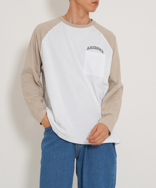 VENCEEXCHANGE(ヴァンスエクスチェンジ)の「ラグランポケットロンT(Tシャツ/カットソー・メンズ・ベージュ/グリーン/ブラック・M/L)」の6枚目の写真