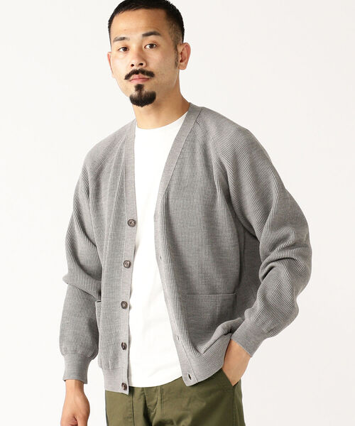 送料無料キャンペーン Batoner Beams Plus 別注 エクストラ ハード ツイスト ウール Vネック カーディガン ニット セーター Mariobonet De