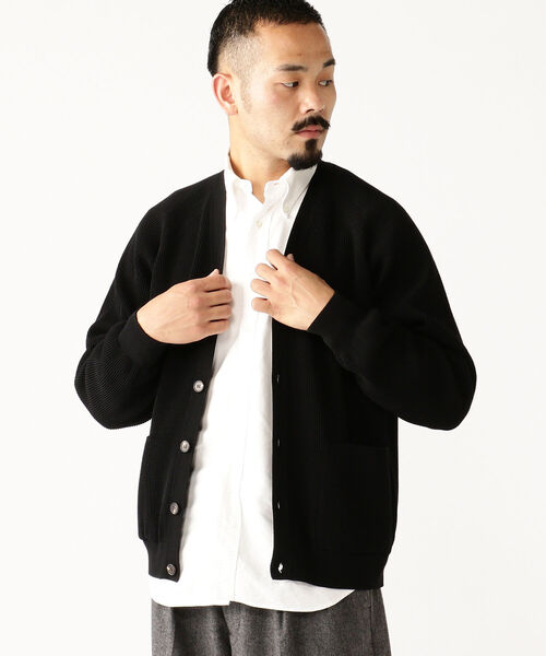 送料無料キャンペーン Batoner Beams Plus 別注 エクストラ ハード ツイスト ウール Vネック カーディガン ニット セーター Mariobonet De