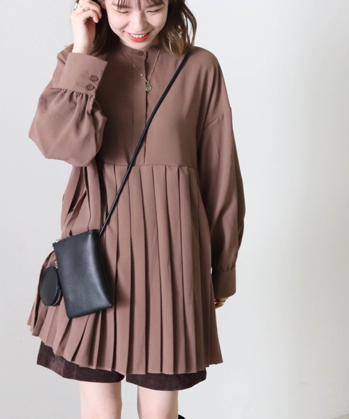 Cheek（チーク）の「プリーツ切替チュニック（チュニック・レディース・ブラック/アイボリー/モカ・MEDIUM）」の3枚目の写真