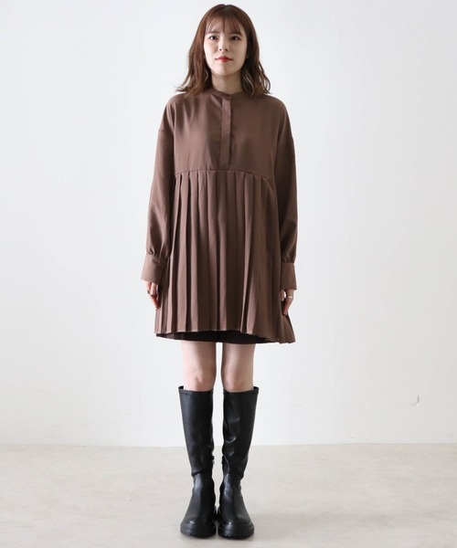 Cheek（チーク）の「プリーツ切替チュニック（チュニック・レディース・ブラック/アイボリー/モカ・MEDIUM）」の8枚目の写真