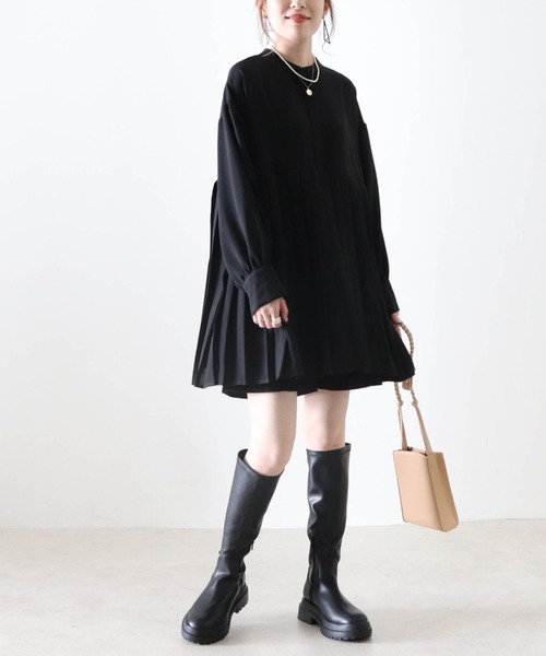 Cheek（チーク）の「プリーツ切替チュニック（チュニック・レディース・ブラック/アイボリー/モカ・MEDIUM）」の7枚目の写真