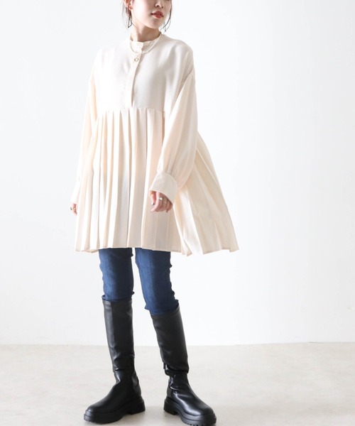 Cheek（チーク）の「プリーツ切替チュニック（チュニック・レディース・ブラック/アイボリー/モカ・MEDIUM）」の14枚目の写真