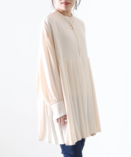 Cheek（チーク）の「プリーツ切替チュニック（チュニック・レディース・ブラック/アイボリー/モカ・MEDIUM）」の20枚目の写真