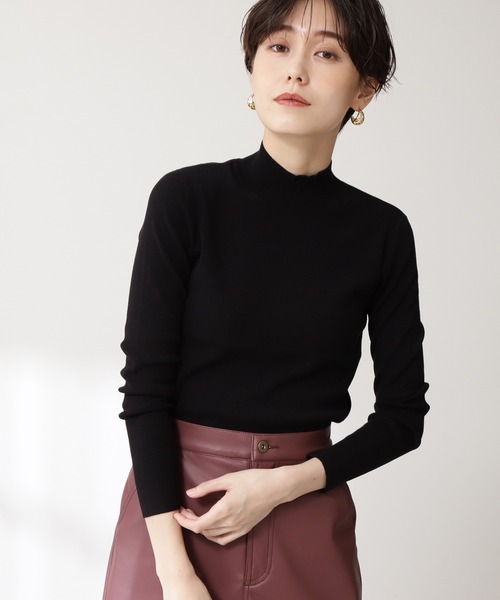 N.（N. Natural Beauty Basic）（エヌエヌナチュラルビューティーベーシック）の「◆総針ボトルネックニット（ニット/セーター・レディース・オフホワイト/ブラック/グリーン/パープル・MEDIUM）」の3枚目の写真