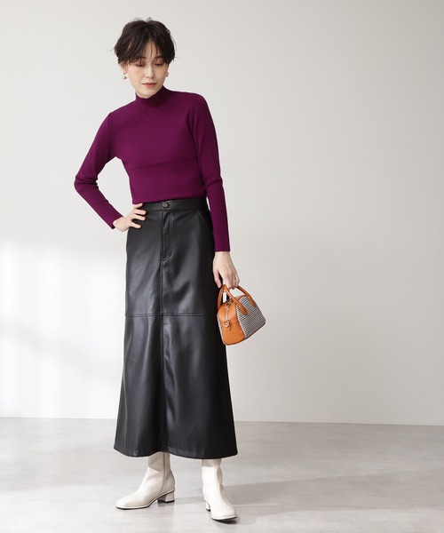 N.（N. Natural Beauty Basic）（エヌエヌナチュラルビューティーベーシック）の「◆総針ボトルネックニット（ニット/セーター・レディース・オフホワイト/ブラック/グリーン/パープル・MEDIUM）」の6枚目の写真