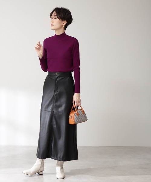 N.（N. Natural Beauty Basic）（エヌエヌナチュラルビューティーベーシック）の「◆総針ボトルネックニット（ニット/セーター・レディース・オフホワイト/ブラック/グリーン/パープル・MEDIUM）」の5枚目の写真