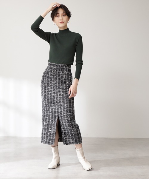 N.（N. Natural Beauty Basic）（エヌエヌナチュラルビューティーベーシック）の「◆総針ボトルネックニット（ニット/セーター・レディース・オフホワイト/ブラック/グリーン/パープル・MEDIUM）」の9枚目の写真