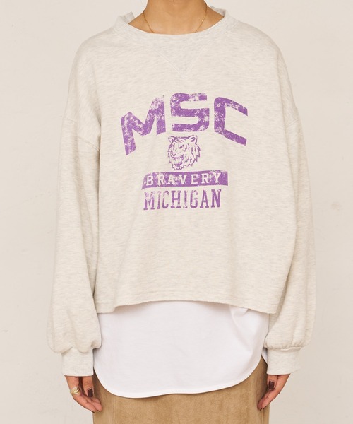 BONbazaar（ボンバザール）の「後レースUPカレッジプリントスウェット（スウェット・レディース・ブラック/オフホワイト・FREE）」の12枚目の写真