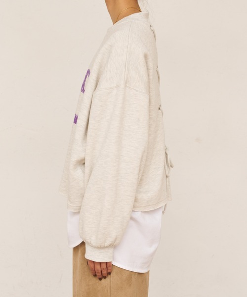 BONbazaar（ボンバザール）の「後レースUPカレッジプリントスウェット（スウェット・レディース・ブラック/オフホワイト・FREE）」の13枚目の写真