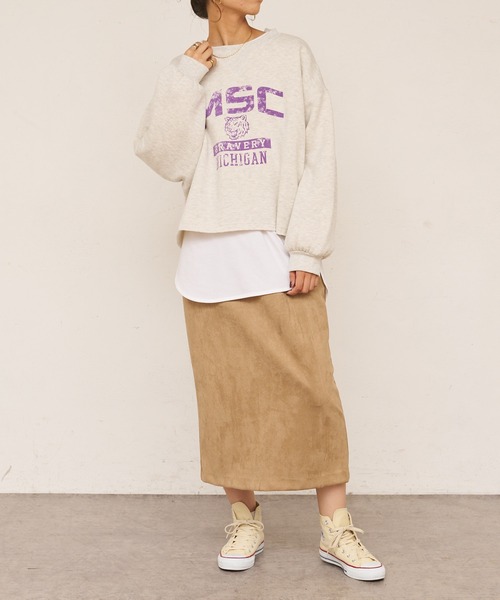 BONbazaar（ボンバザール）の「後レースUPカレッジプリントスウェット（スウェット・レディース・ブラック/オフホワイト・FREE）」の6枚目の写真