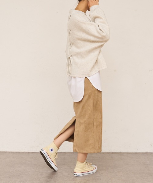 BONbazaar（ボンバザール）の「後レースUPカレッジプリントスウェット（スウェット・レディース・ブラック/オフホワイト・FREE）」の7枚目の写真