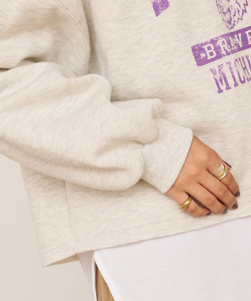 BONbazaar（ボンバザール）の「後レースUPカレッジプリントスウェット（スウェット・レディース・ブラック/オフホワイト・FREE）」の16枚目の写真