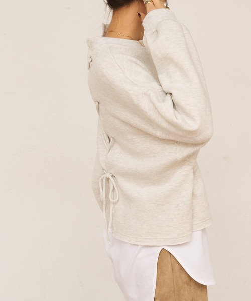 BONbazaar（ボンバザール）の「後レースUPカレッジプリントスウェット（スウェット・レディース・ブラック/オフホワイト・FREE）」の10枚目の写真